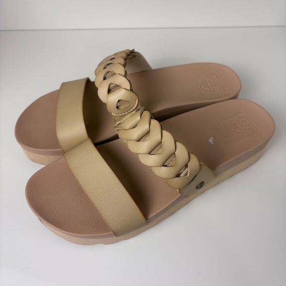 Reef Tan Woven Slip-On Platform Sandals - Picture 1 of 7